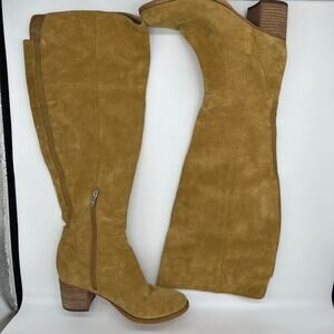 Marc Fisher Escape Genuine Suede Knee High Womens Tan Boots Size 6 Tall Boho